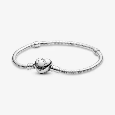 Pandora Moments Heart Clasp Snake Chain Bracelet - 590719