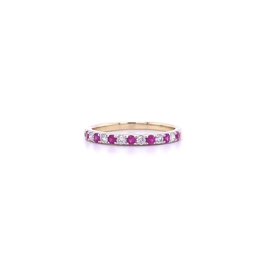 10 Karat Yellow Gold Ruby and Diamond Band