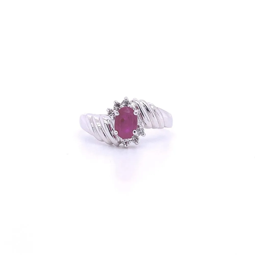 10 Karat White Gold Ruby and Diamond Ring