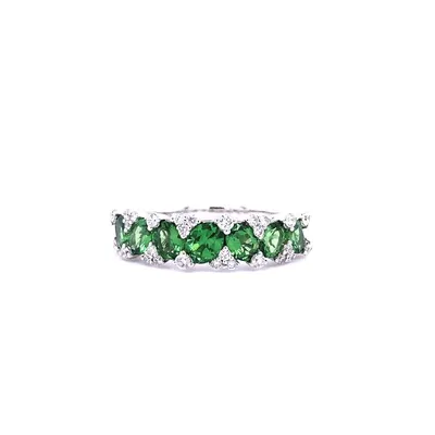 18 Karat White Gold Tsavorite and Diamond Ring