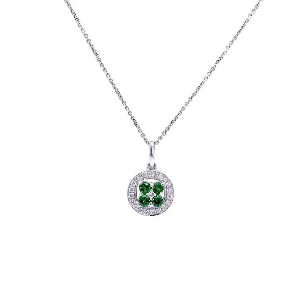 18 Karat White Gold Tsavorite and Diamond Necklace