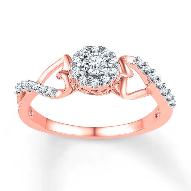 Diamond Promise Ring 1/6 ct tw Round-cut 10K Rose Gold