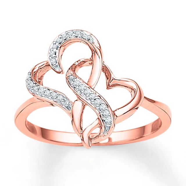 Diamond Heart Ring 1/15 ct tw Round-cut 10K Rose Gold