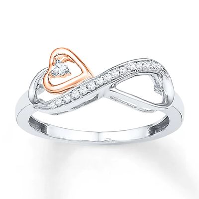 Heart Ring 1/15 ct tw Diamonds Sterling Silver & 10K Rose Gold