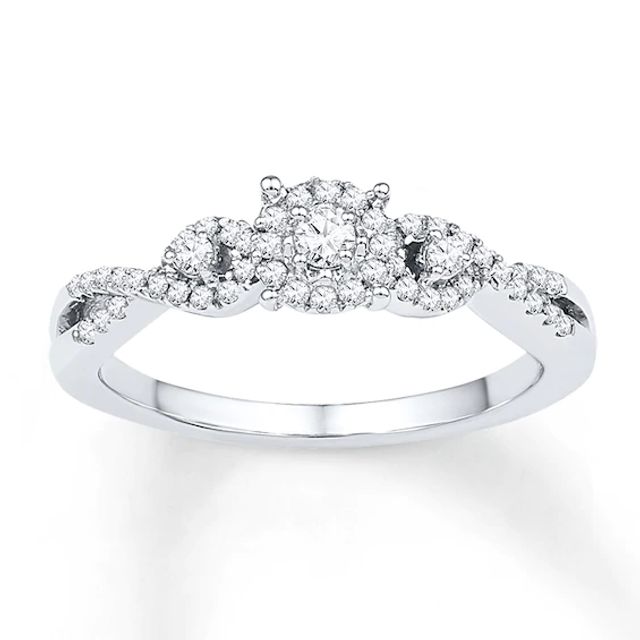 Diamond Three-Stone Promise Ring 1/4 ct tw 10K White Gold