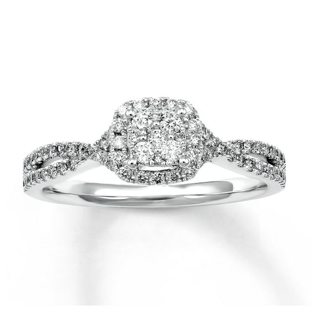 Diamond Promise Ring 1/3 ct tw Round-cut 10K White Gold