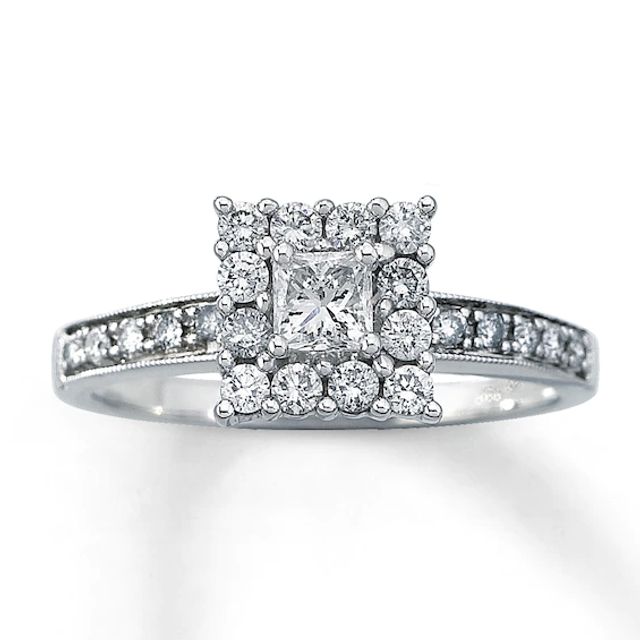 Diamond Engagement Ring 5/8 ct tw Princess-cut 14K White Gold