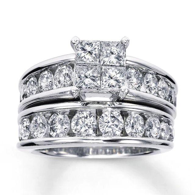 Diamond Bridal Set 3 ct tw 14K White Gold