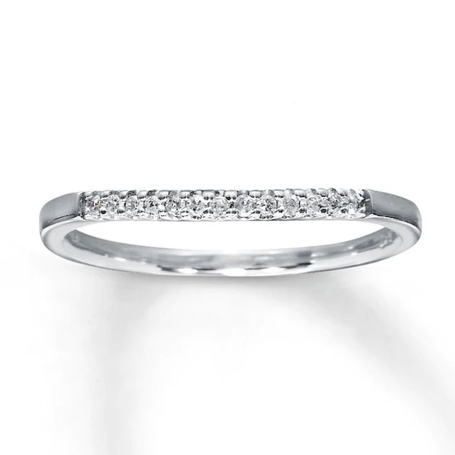 Diamond Wedding Band 1/20 ct tw Round-cut 10K White Gold