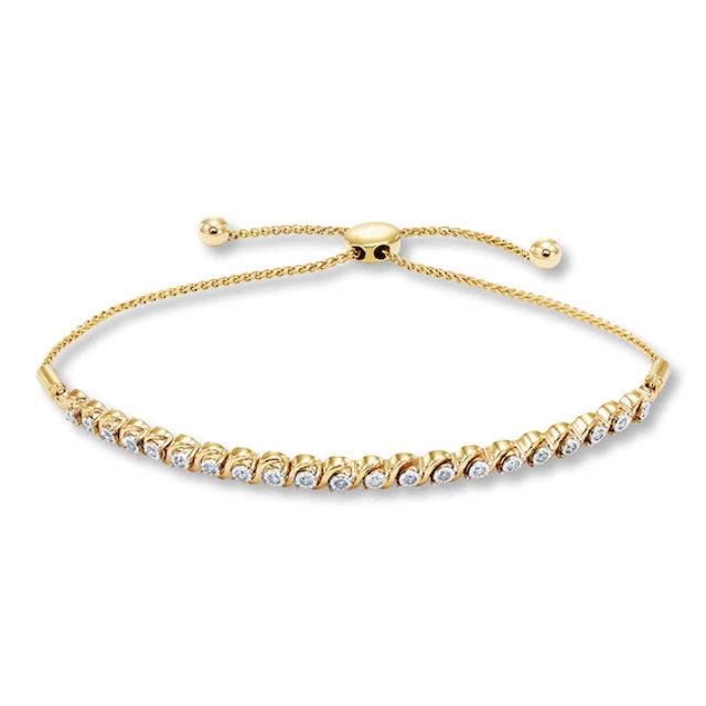 Diamond Bolo Bracelet 1/4 ct tw Round-cut 10K Yellow Gold