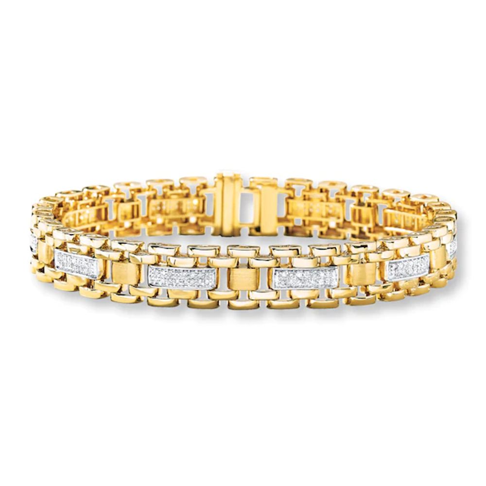 Men's Bracelet 3/4 ct tw Diamonds 10K Yellow Gold 8.25"