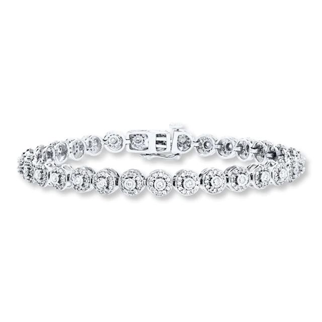 Diamond Bracelet 1 ct tw Round-cut 10K White Gold 7.25"