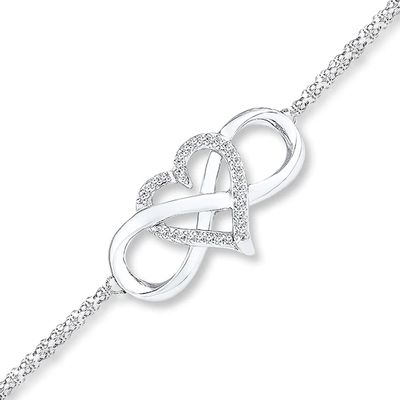 Kay Heart Infinity Bracelet 1/8 ct tw Diamonds Sterling Silver
