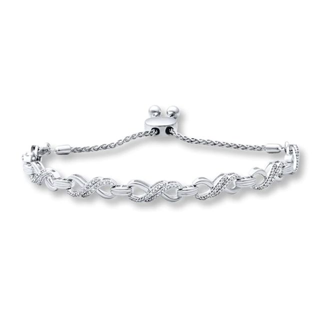 Kay Diamond Infinity Bolo Bracelet 1/2 ct tw Sterling Silver 9.5"