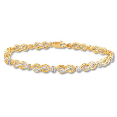 Kay Diamond Infinity Bracelet 1 cttw Baguette & Round 10K Yellow Gold