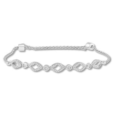 Diamond Bolo Bracelet 1/2 ct tw Round-cut 10K White Gold 7.25"