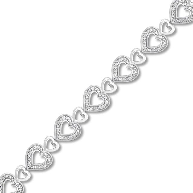 Kay Diamond Heart Bracelet 1/8 ct tw Round-cut Sterling Silver 7.25"