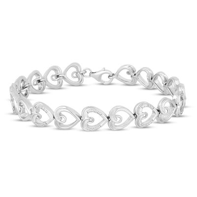 Kay Hallmark Diamonds Heart Bracelet 1/10 ct tw Sterling Silver 7.5"