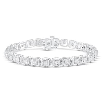 Kay Diamond Cushion Line Bracelet 1 ct tw Round-cut 10K White Gold 7.25"