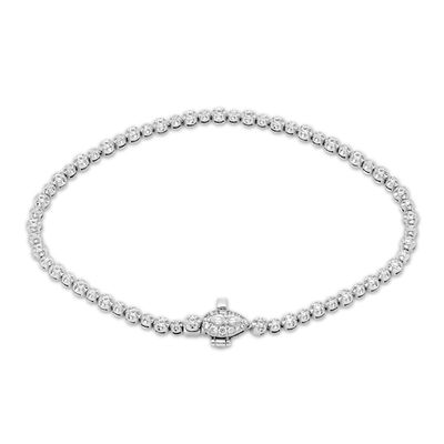 Forever Connected Diamond Bracelet 1 ct tw Pear & Round-cut 10K White Gold 7.25"