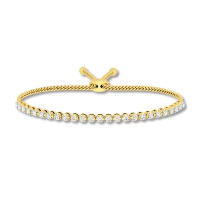 Diamond Tennis Bolo Bracelet 1 ct tw Round-cut 10K Yellow Gold 9.5"