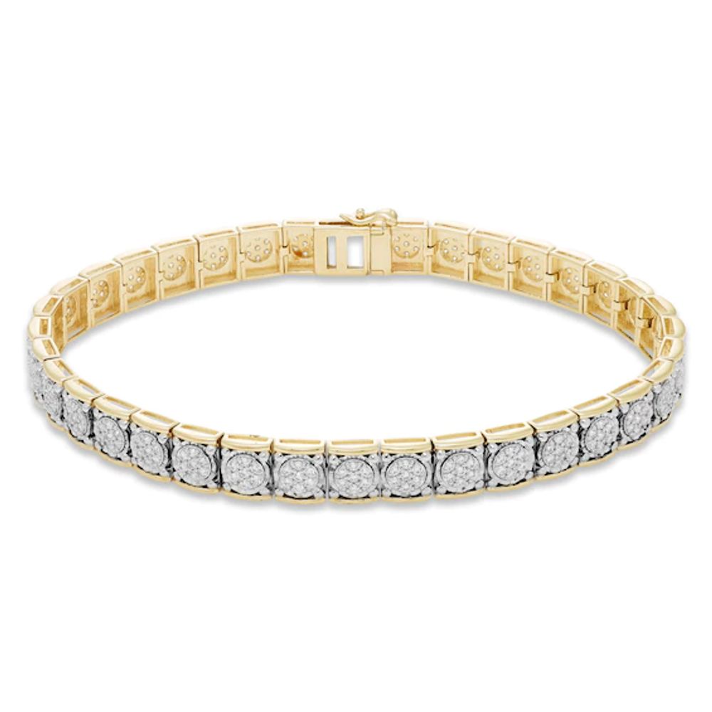 Kay Men's Diamond Large Tennis Bracelet 2 ct tw Round-cut 10K Yellow Gold 8.5"