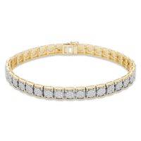 Men's Diamond Large Tennis Bracelet 2 ct tw Round-cut 10K Yellow Gold 8.5"