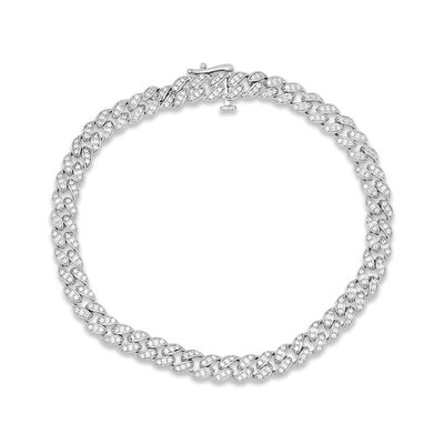 Diamond Chain Bracelet 1 ct tw Round-cut Sterling Silver 7.5