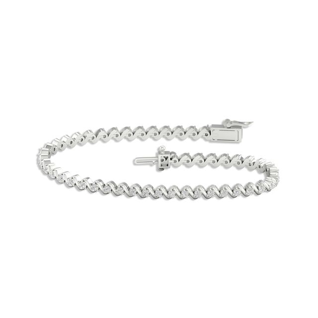 Diamond S-Link Line Bracelet 1/3 ct tw Sterling Silver 7.25"