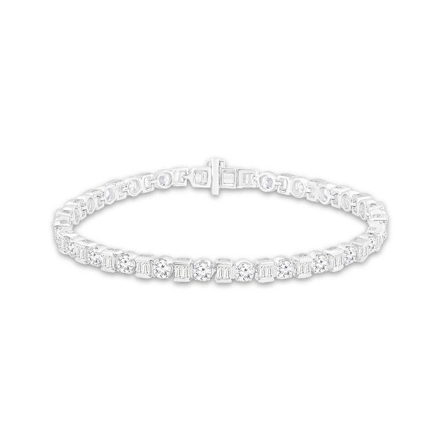 Baguette & Round-Cut Diamond Tennis Bracelet 5 ct tw 10K White Gold 7.25"