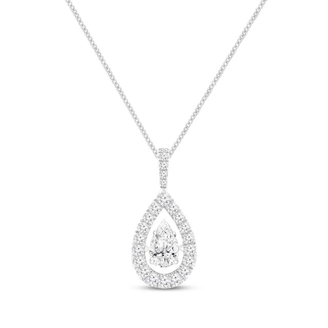 Unstoppable Love Pear-Shaped Diamond Necklace 1 ct tw 10K White Gold 19”