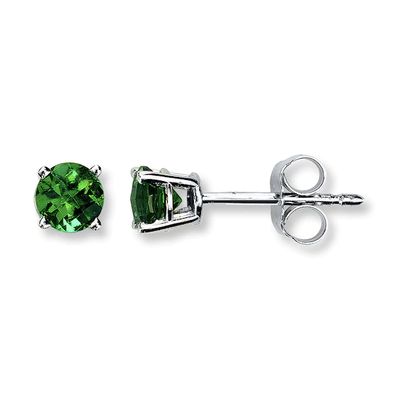 Lab-Created Emerald 14K White Gold Earrings