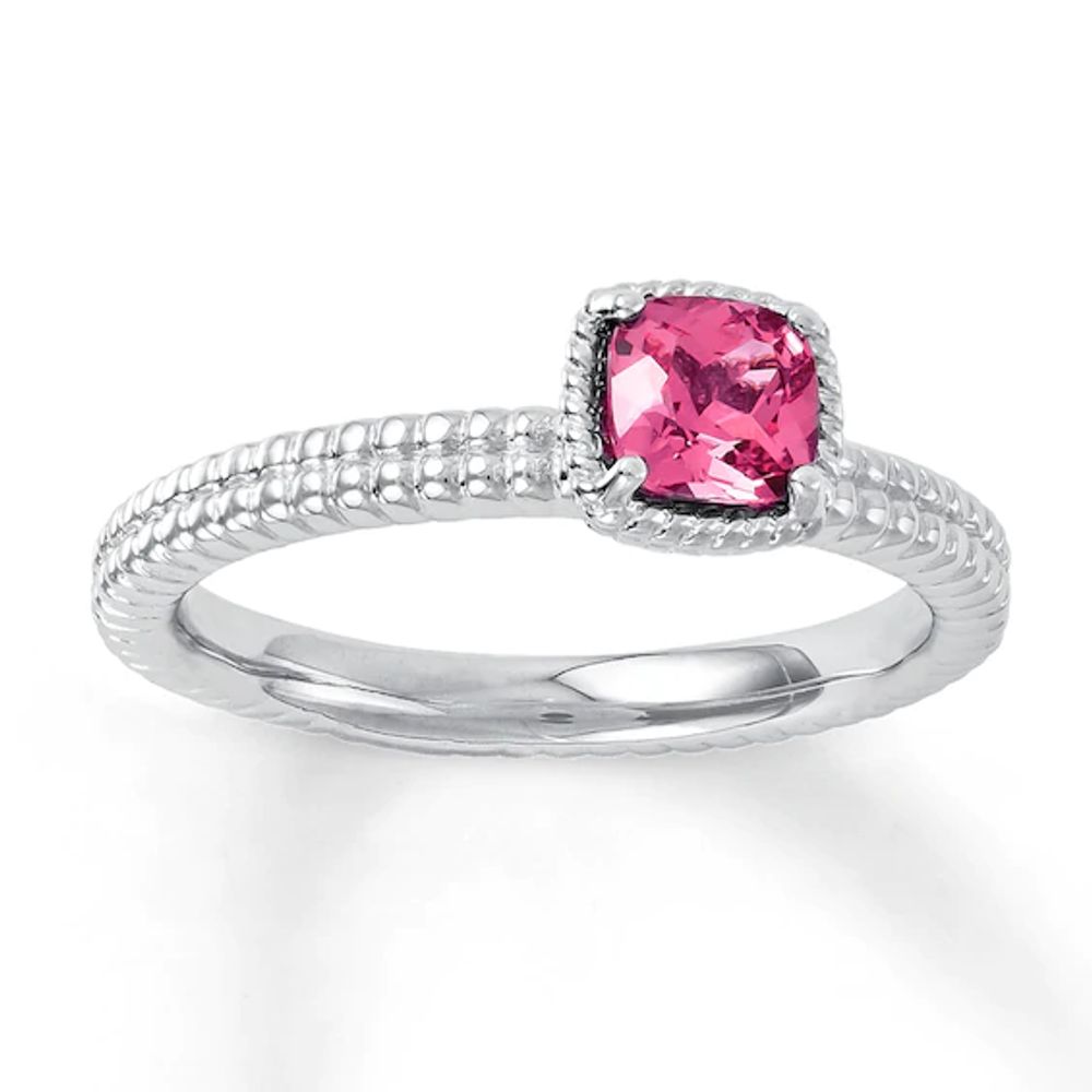 Stackable Ring Lab-Created Pink Sapphire Sterling Silver