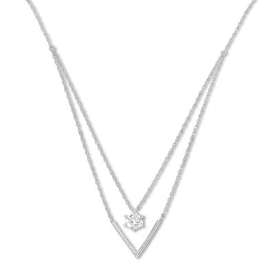 Kay Layered Necklace Lab-Created White Sapphires Sterling Silver