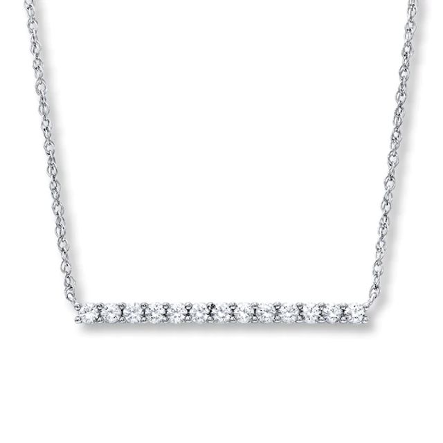 Lab-Created White Sapphire Bar Necklace Sterling Silver