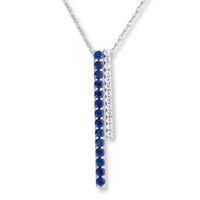 Bar Necklace Lab-Created Sapphires Sterling Silver