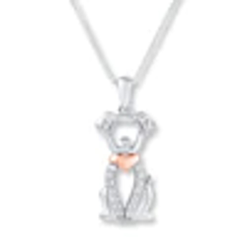 Kay Dog Necklace Lab-Created Sapphire Sterling Silver/10K Rose Gold