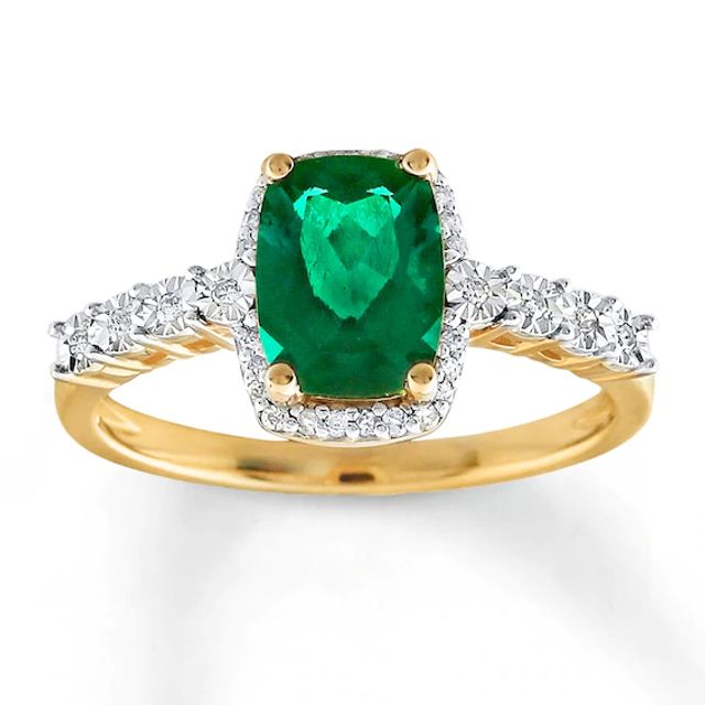 Vintage 10K Emerald Diamond Cluster Ring, 10K Gold Emerald Diamond Cocktail  Ring, Vintage Emerald Ring, May Birthstone Ring, Vintage Jewelry