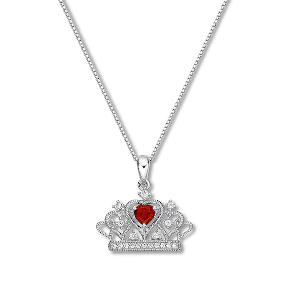 Lab-Created Ruby Crown Necklace Sterling Silver