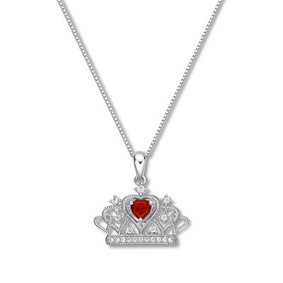 Lab-Created Ruby Crown Necklace Sterling Silver