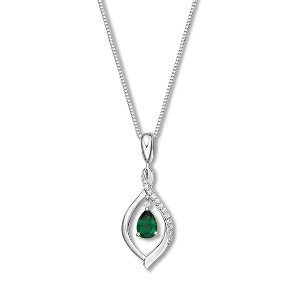 Kay Convertible Lab-Created Emerald Necklace Sterling Silver
