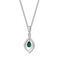 Kay Convertible Lab-Created Emerald Necklace Sterling Silver