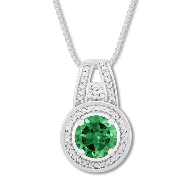 Lab-Created Emerald Necklace Sterling Silver