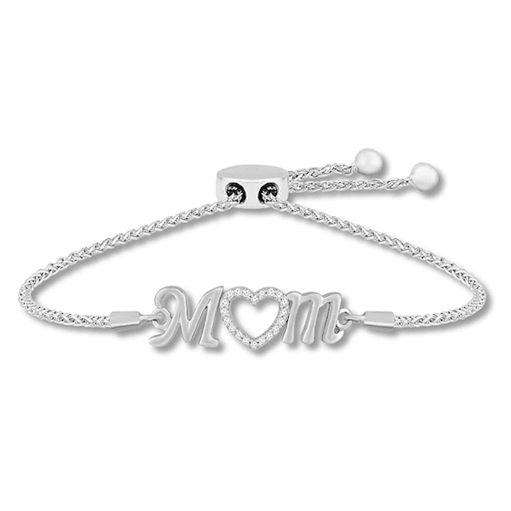 Mom Lab-Created White Sapphire Bolo Bracelet Sterling Silver