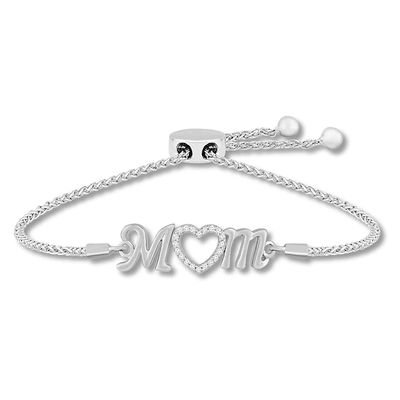 Mom Lab-Created White Sapphire Bolo Bracelet Sterling Silver