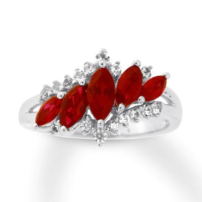 Kay Lab-Created Ruby Ring Lab-Created Sapphires Sterling Silver