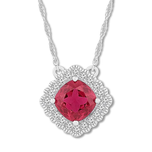 Pure Gem Collection 10k Gold Lab-Created Ruby Bezel Pendant Necklace
