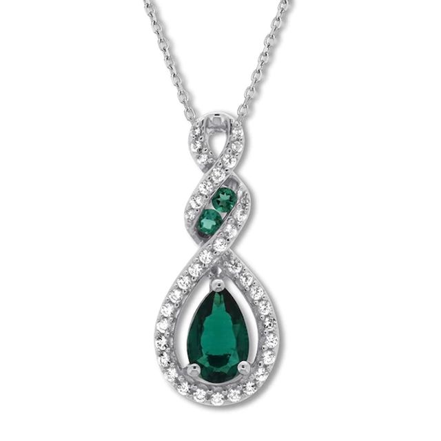Kay Lab-Created Emerald Necklace Sterling Silver