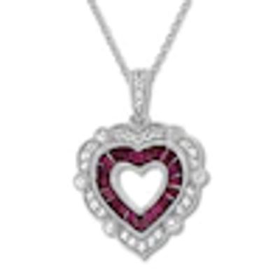 Kay Heart Necklace Lab-Created Rubies Sterling Silver