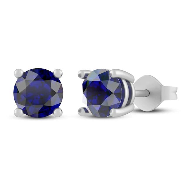 Lab-Created Blue Sapphire Stud Earrings Sterling Silver